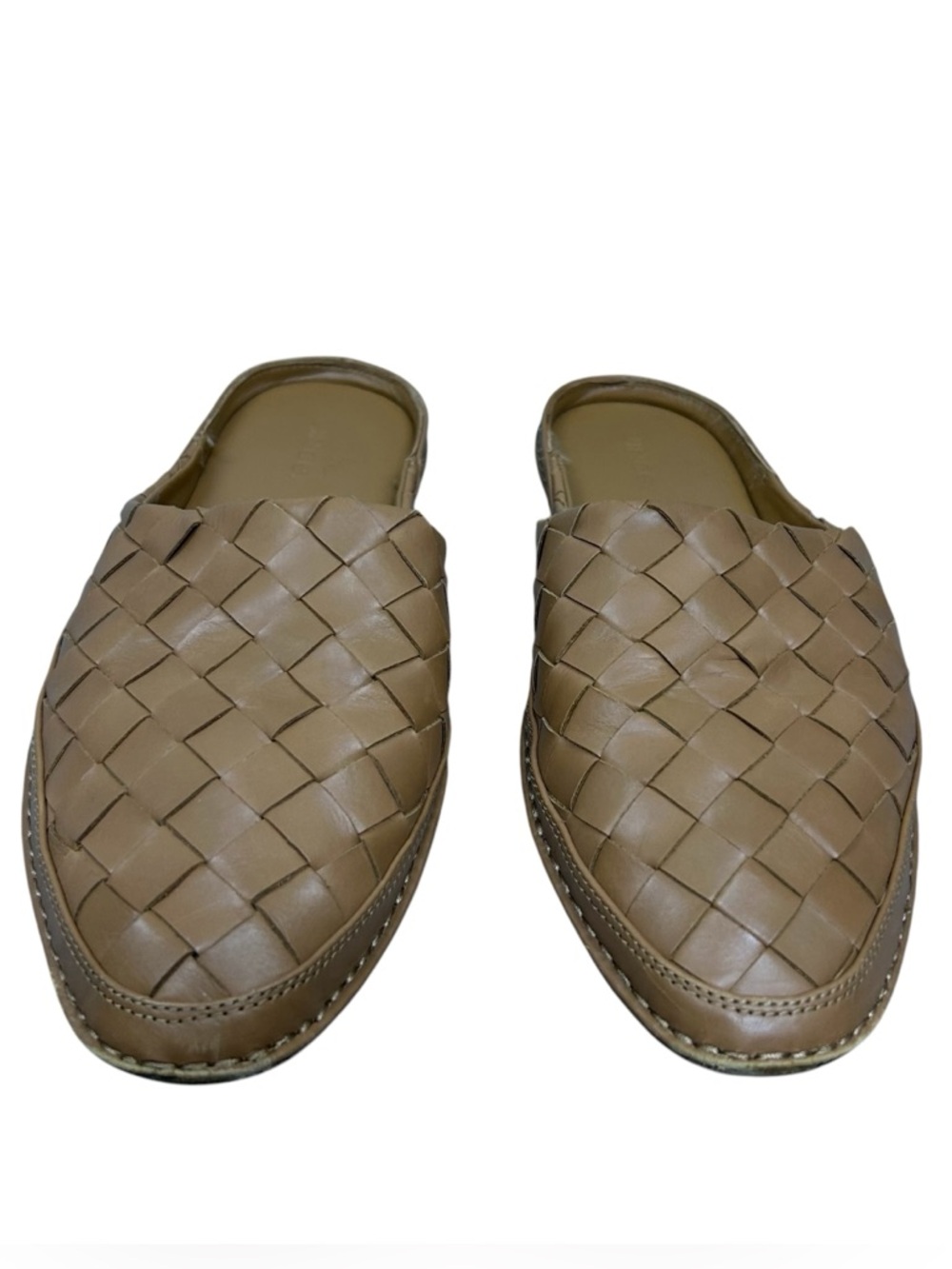 Vince Freeman Woven Leather Mule Flats Slip On Loafer Size US 8.5 EU 38.5 Brown - Picture 9 of 16